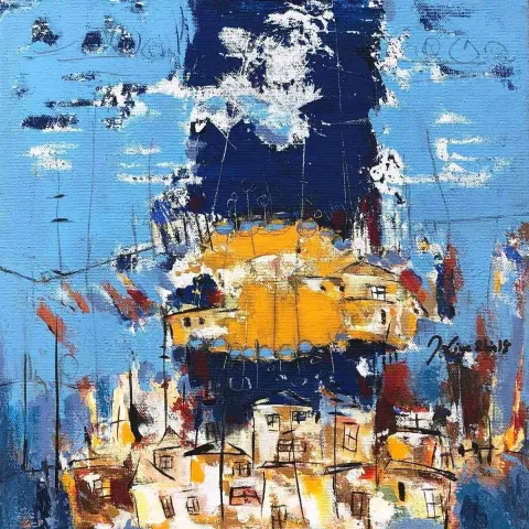 Bu eser NACİYE BOZDOĞAN AKBAŞ tarafından 2018 yılında 25x25 cm ölçülerinde Tuval üzeri akrilik boya tekniği ile yapılmıştır.