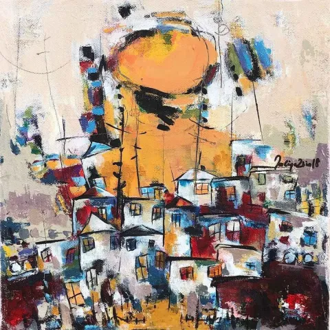 Bu eser NACİYE BOZDOĞAN AKBAŞ tarafından 2018 yılında 25x25 cm ölçülerinde Tuval üzeri akrilik boya tekniği ile yapılmıştır.