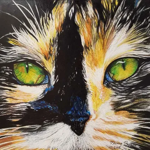 Bu eser NURAY BOĞUÇ tarafından 2018 yılında 25x25 cm ölçülerinde Kağıt üzeri karakalem tekniği ile yapılmıştır.