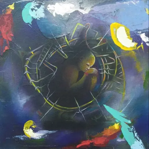 OKAN BOYDAŞ — “Yaşamın Kökeni”, 2018 "Yaşamın Kökeni" eseri OKAN BOYDAŞ tarafından 2018 yılında 25x25 cm ölçülerinde Tuval üzeri akrilik boya tekniği ile yapılmıştır.