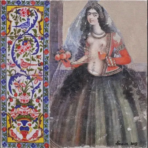 Bu eser PARVİN GHORBANZADEH DİZAJİ tarafından 2018 yılında 25x25 cm ölçülerinde Tuval üzeri karışık teknik tekniği ile yapılmıştır.