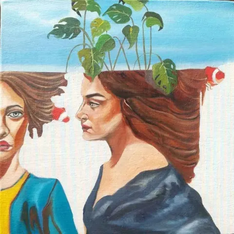 Bu eser SARA NEKOEİ FARD tarafından 2018 yılında 25x25 cm ölçülerinde Tuval üzeri akrilik boya tekniği ile yapılmıştır.