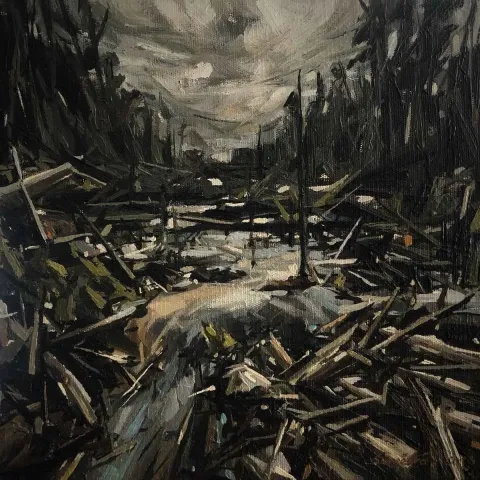 SÜMEYRA İLHAN — “Distopya”, 2018 "Distopya" eseri SÜMEYRA İLHAN tarafından 2018 yılında 25x25 cm ölçülerinde Tuval üzeri yağlı boya tekniği ile yapılmıştır.