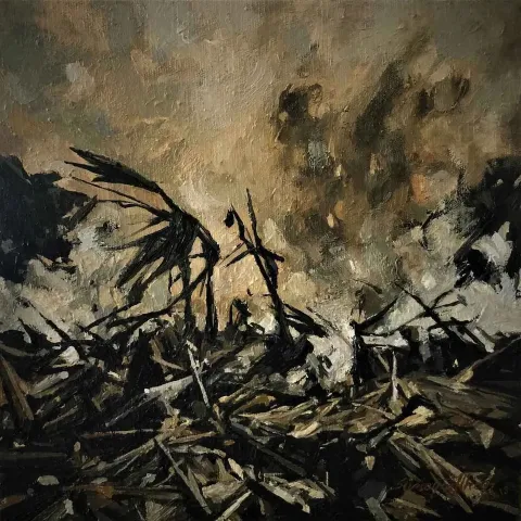 "Distopya" eseri SÜMEYRA İLHAN tarafından 2018 yılında 25x25 cm ölçülerinde Tuval üzeri yağlı boya tekniği ile yapılmıştır.