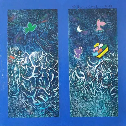 VOLKAN COŞKUN — 2018 Bu eser VOLKAN COŞKUN tarafından 2018 yılında 25x25 cm ölçülerinde Tuval üzeri yağlı boya tekniği ile yapılmıştır.