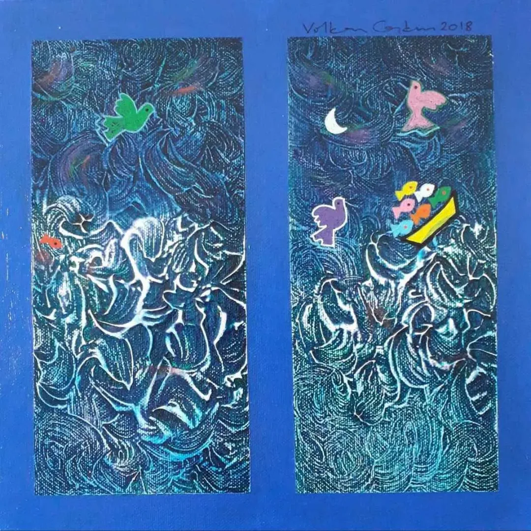 "İsimsiz" eseri VOLKAN COŞKUN tarafından 2018 yılında 25x25 cm ölçülerinde Tuval üzeri yağlı boya tekniği ile yapılmıştır.