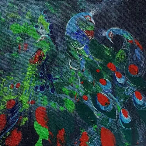Bu eser YASEMİN GÜLER YILDIZ tarafından 2018 yılında 25x25 cm ölçülerinde Tuval üzeri akrilik boya tekniği ile yapılmıştır.