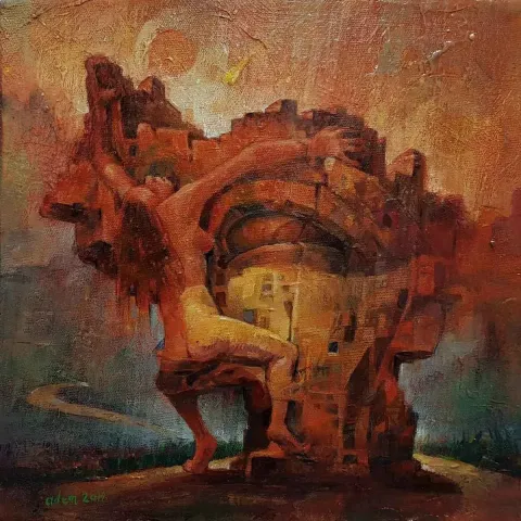 "maşuk" eseri ADEM BAŞPINAR tarafından 2018 yılında 25x25 cm ölçülerinde Tuval üzeri yağlı boya tekniği ile yapılmıştır.