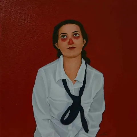 MEDİNE ÖZEN — 2018 Bu eser MEDİNE ÖZEN tarafından 2018 yılında 25x25 cm ölçülerinde Tuval üzeri yağlı boya tekniği ile yapılmıştır.