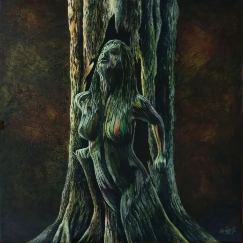 ALİ FATİH KÜÇÜKOSMANOĞLU — “Esaret”, 2019 "Esaret" eseri ALİ FATİH KÜÇÜKOSMANOĞLU tarafından 2019 yılında 90x90 cm ölçülerinde Tuval üzeri yağlı boya tekniği ile yapılmıştır.