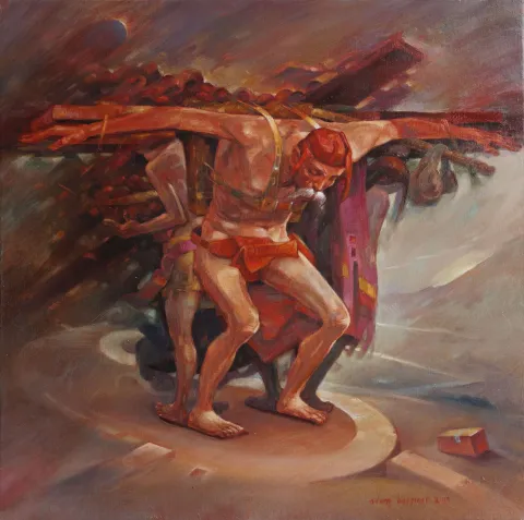 "Mürşit" eseri ADEM BAŞPINAR tarafından 2018 yılında 60x60 cm ölçülerinde Tuval üzeri yağlı boya tekniği ile yapılmıştır.