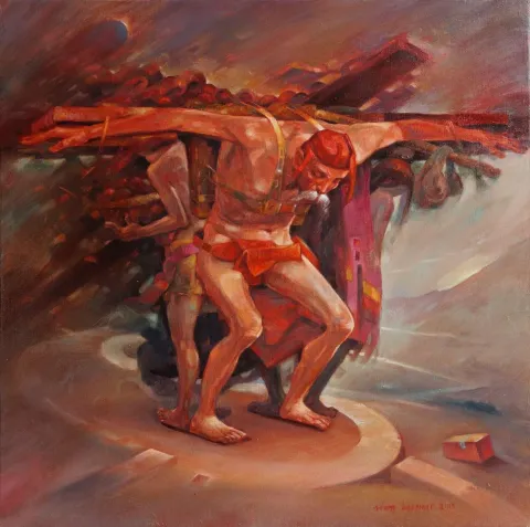 "Mürşit" eseri ADEM BAŞPINAR tarafından 2018 yılında 60x60 cm ölçülerinde Tuval üzeri yağlı boya tekniği ile yapılmıştır.