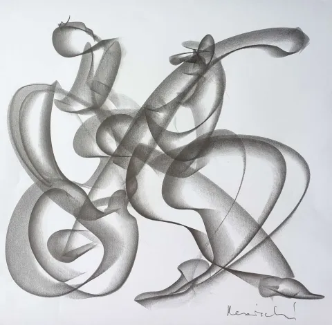 "Müzisyen" eseri ALİ HERİSCHİ tarafından 2019 yılında 40x40 cm ölçülerinde Kağıt üzeri grafit füzen tekniği ile yapılmıştır.