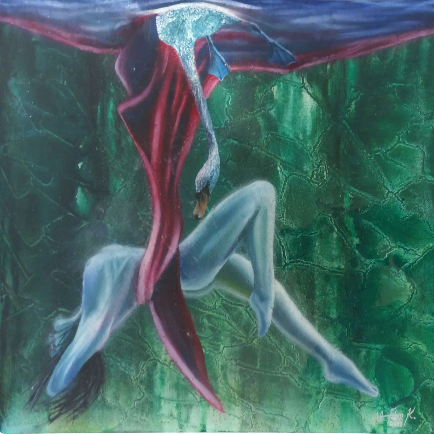 "Ruha Dokunuş" eseri ALİ FATİH KÜÇÜKOSMANOĞLU tarafından 2019 yılında 40x40 cm ölçülerinde Tuval üzeri yağlı boya tekniği ile yapılmıştır.
