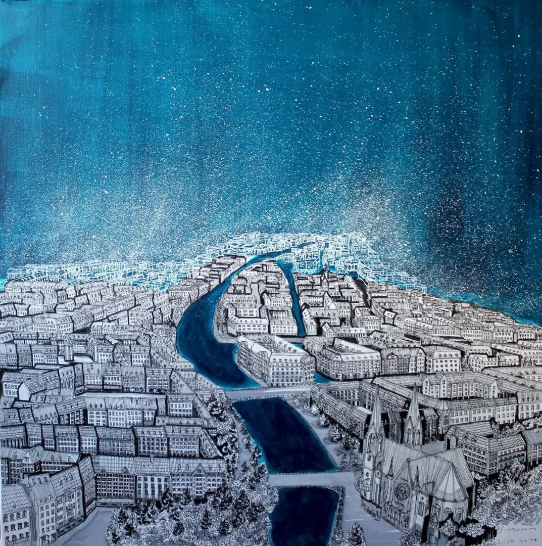 SÜMEYYE YUŞAN — 2017 Bu eser SÜMEYYE YUŞAN tarafından 2017 yılında 70x70 cm ölçülerinde Tuval üzeri karışık teknik tekniği ile yapılmıştır.