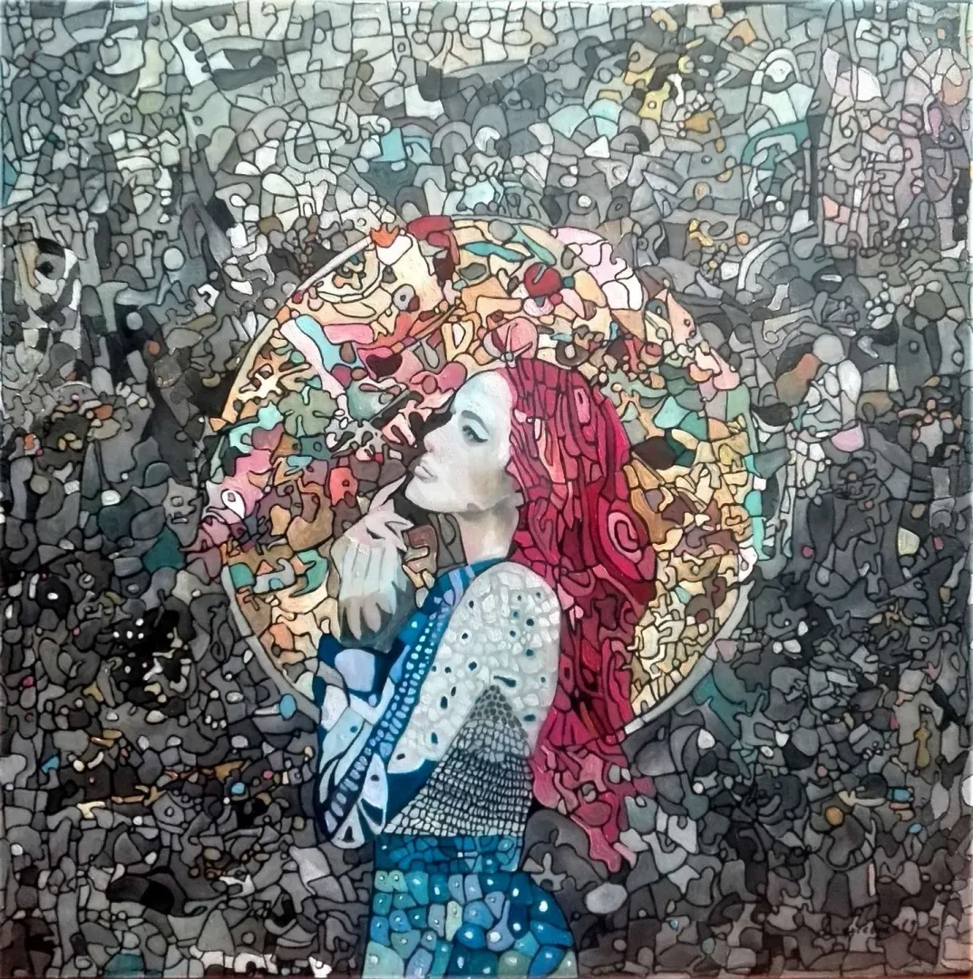 BİNNUR YÜCEBAŞ RUOCCO — 2019 Bu eser BİNNUR YÜCEBAŞ RUOCCO tarafından 2019 yılında 40x40 cm ölçülerinde Tuval üzeri yağlı boya tekniği ile yapılmıştır.