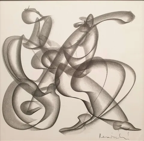 "Müzisyen" eseri ALİ HERİSCHİ tarafından 2019 yılında 40x40 cm ölçülerinde Kağıt üzeri yağlı füzen tekniği ile yapılmıştır.