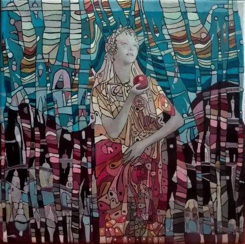 BİNNUR YÜCEBAŞ RUOCCO — 2019 Bu eser BİNNUR YÜCEBAŞ RUOCCO tarafından 2019 yılında 40x40 cm ölçülerinde Tuval üzeri yağlı boya tekniği ile yapılmıştır.