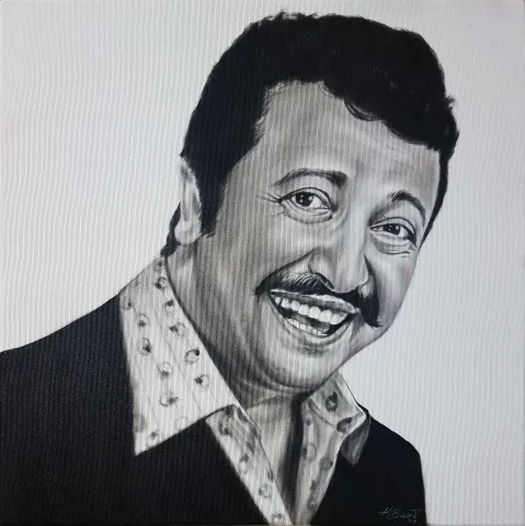 "Yeşilçam Serisi- Metin Akpınar" eseri HASAN BASRİ İNAN tarafından 2019 yılında 40x40 cm ölçülerinde Tuval üzeri yağlı boya tekniği ile yapılmıştır.