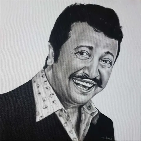 "Yeşilçam Serisi- Metin Akpınar" eseri HASAN BASRİ İNAN tarafından 2019 yılında 40x40 cm ölçülerinde Tuval üzeri yağlı boya tekniği ile yapılmıştır.