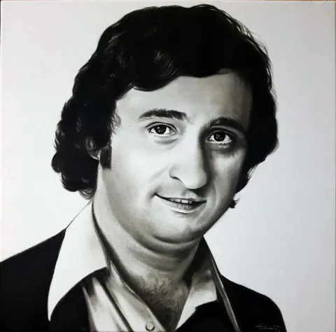 HASAN BASRİ İNAN — “Yeşilçam Serisi- Müjdat Gezen”, 2019 "Yeşilçam Serisi- Müjdat Gezen" eseri HASAN BASRİ İNAN tarafından 2019 yılında 40x40 cm ölçülerinde Tuval üzeri yağlı boya tekniği ile yapılmıştır.