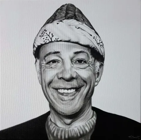 HASAN BASRİ İNAN — “Yeşilçam Serisi- Münir Özkul”, 2019 "Yeşilçam Serisi- Münir Özkul" eseri HASAN BASRİ İNAN tarafından 2019 yılında 40x40 cm ölçülerinde Tuval üzeri yağlı boya tekniği ile yapılmıştır.