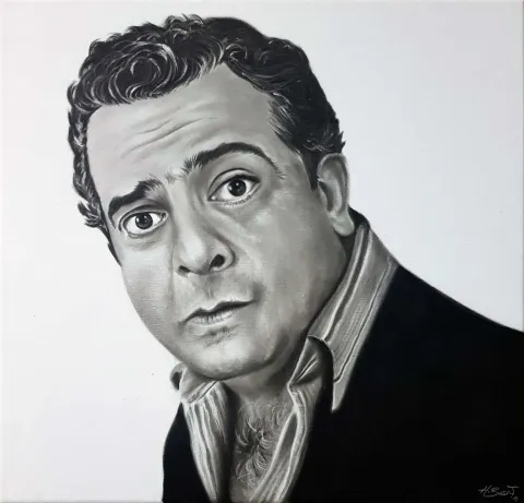 "Yeşilçam Serisi- Zeki Alasya" eseri HASAN BASRİ İNAN tarafından 2019 yılında 40x40 cm ölçülerinde Tuval üzeri yağlı boya tekniği ile yapılmıştır.