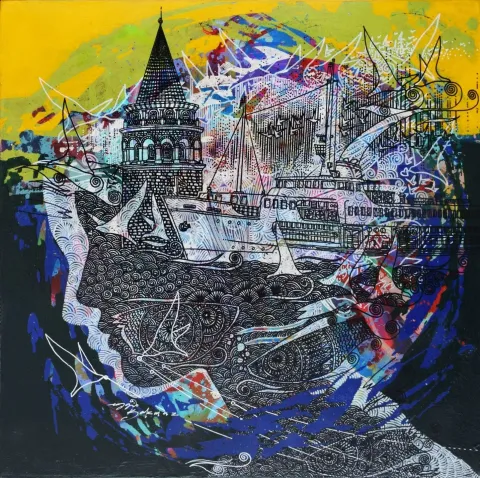 Bu eser ENGİN KORKMAZ tarafından 2019 yılında 40x40 cm ölçülerinde Tuval üzeri akrilik boya tekniği ile yapılmıştır.