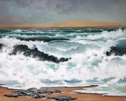 Bu eser MEHMET EMİN ÖZER tarafından 2019 yılında 50x61 cm ölçülerinde Tuval üzeri yağlı boya tekniği ile yapılmıştır.