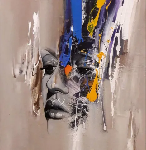 "Aynı güfte farklı beste" eseri MEHMET SAKIZCI tarafından 2019 yılında 60x60 cm ölçülerinde Tuval üzeri akrilik boya tekniği ile yapılmıştır.