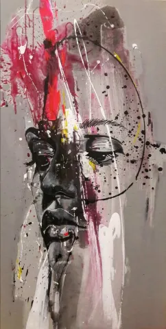 "İsimsiz" eseri MEHMET SAKIZCI tarafından 2019 yılında 140x70 cm ölçülerinde Tuval üzeri akrilik boya tekniği ile yapılmıştır.