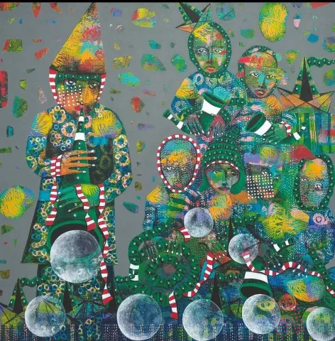 "İsimsiz" eseri TAMER DERİCAN tarafından 2019 yılında 60x60 cm ölçülerinde Tuval üzeri akrilik boya tekniği ile yapılmıştır.