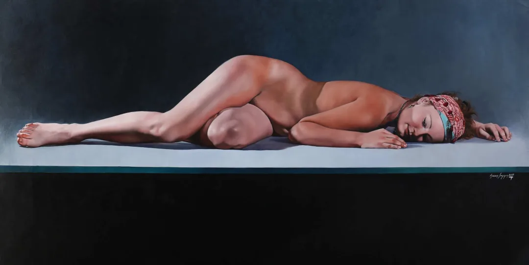 HASAN SAYGIN — “Cindy”, 2019 "Cindy" eseri HASAN SAYGIN tarafından 2019 yılında 70x140 cm ölçülerinde Tuval üzeri yağlı boya tekniği ile yapılmıştır.