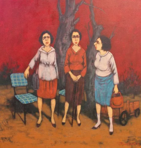 "İsimsiz" eseri ORHAN UMUT tarafından 2019 yılında 60x60 cm ölçülerinde Tuval üzeri akrilik boya tekniği ile yapılmıştır.