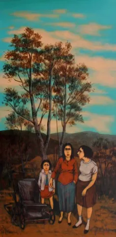 "İsimsiz" eseri ORHAN UMUT tarafından 2019 yılında 140x70 cm ölçülerinde Tuval üzeri akrilik boya tekniği ile yapılmıştır.