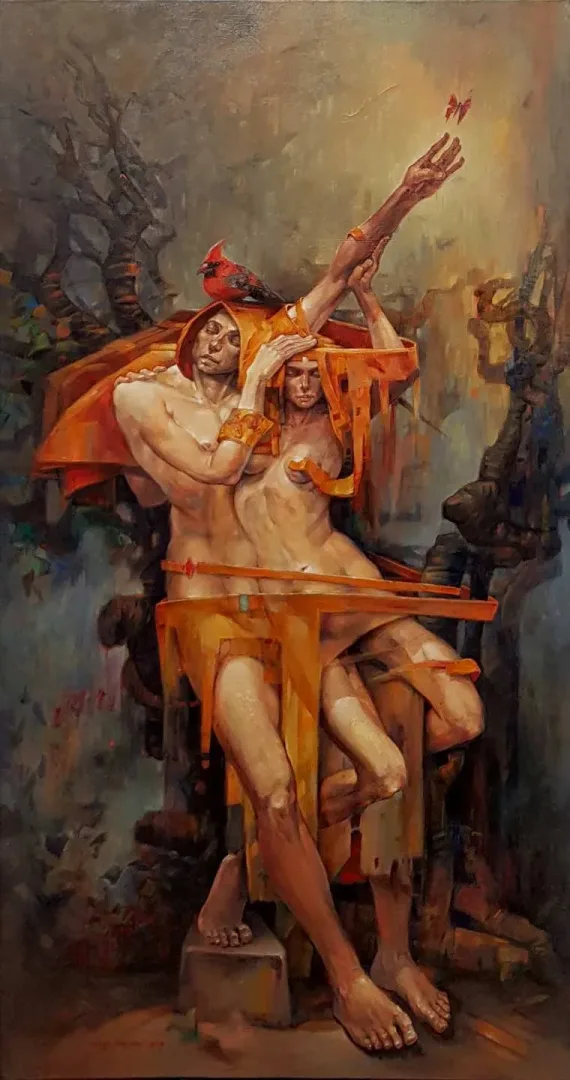 "Bağ" eseri ADEM BAŞPINAR tarafından 2019 yılında 140x70 cm ölçülerinde Tuval üzeri akrilik boya tekniği ile yapılmıştır.