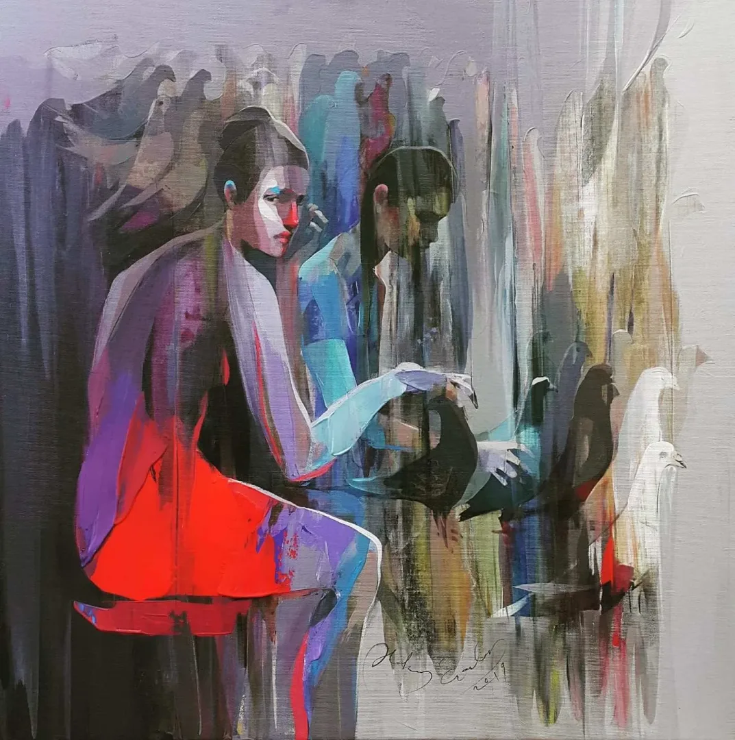 HAKAN ERASLAN — “İsimsiz”, 2019 "İsimsiz" eseri HAKAN ERASLAN tarafından 2019 yılında 60x60 cm ölçülerinde Tuval üzeri akrilik boya tekniği ile yapılmıştır.