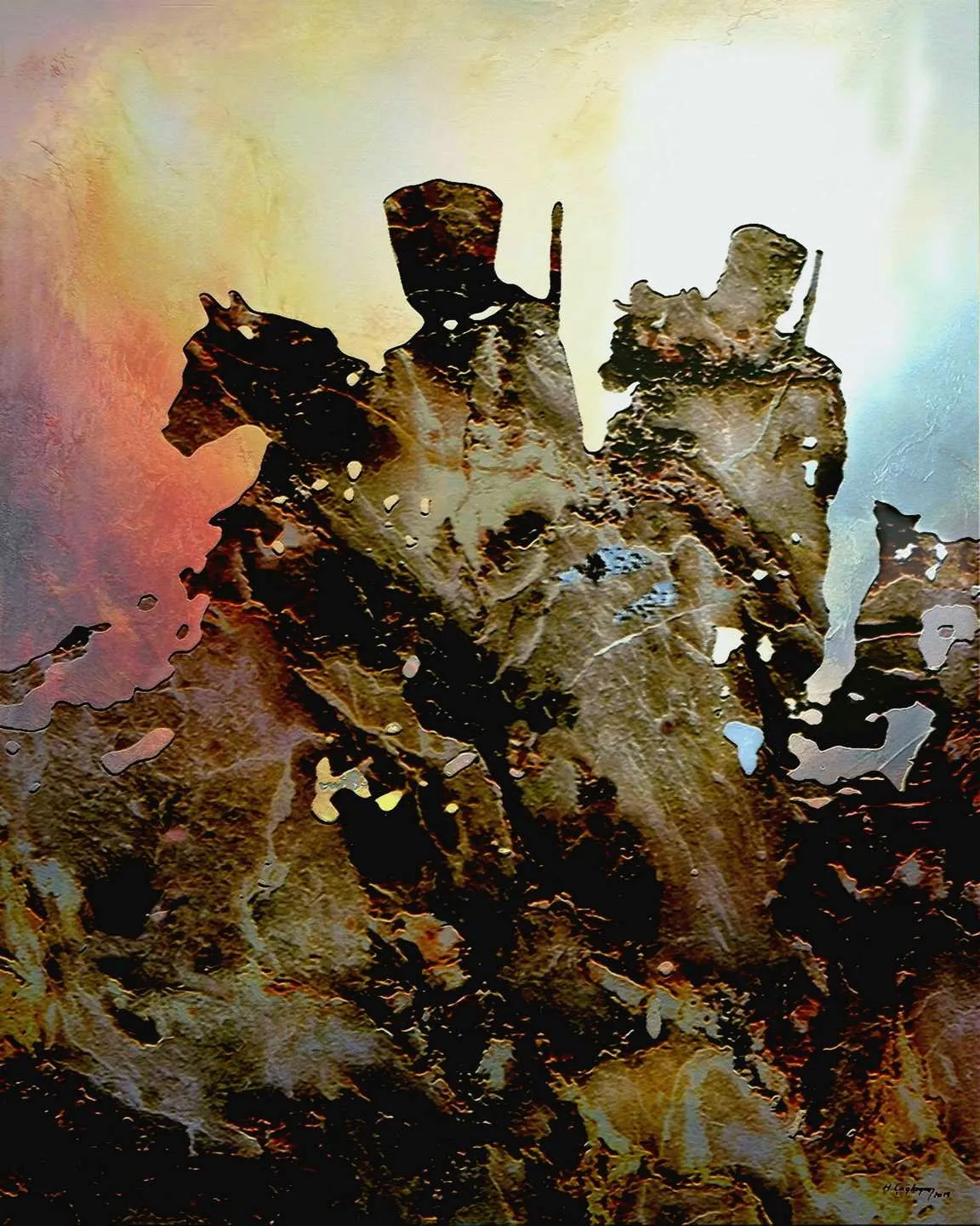 "Kuvay-ı Milliye-2" eseri HASAN ÇAĞLAYAN tarafından 2019 yılında 150x120 cm ölçülerinde Tuval üzeri karışık teknik tekniği ile yapılmıştır.