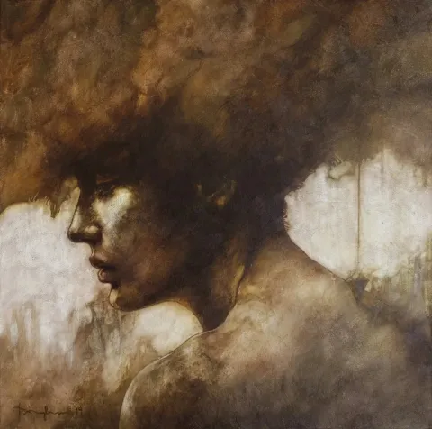 TALAT AYHAN — “İsimsiz”, 2019 "İsimsiz" eseri TALAT AYHAN tarafından 2019 yılında 60x60 cm ölçülerinde Tuval üzeri karışık teknik tekniği ile yapılmıştır.