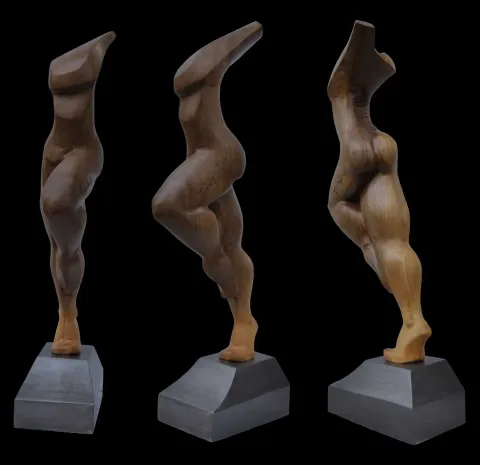 "İsimsiz" eseri AZİMET KARAMAN tarafından 2019 yılında 56x20x10 cm ölçülerinde Ceviz Ahşap Yontu tekniği ile yapılmıştır.