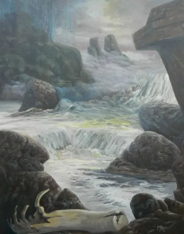 HASAN MİRZA — “Ballı Kaya”, 2019 "Ballı Kaya" eseri HASAN MİRZA tarafından 2019 yılında 150x120 cm ölçülerinde Tuval üzeri yağlı boya tekniği ile yapılmıştır.