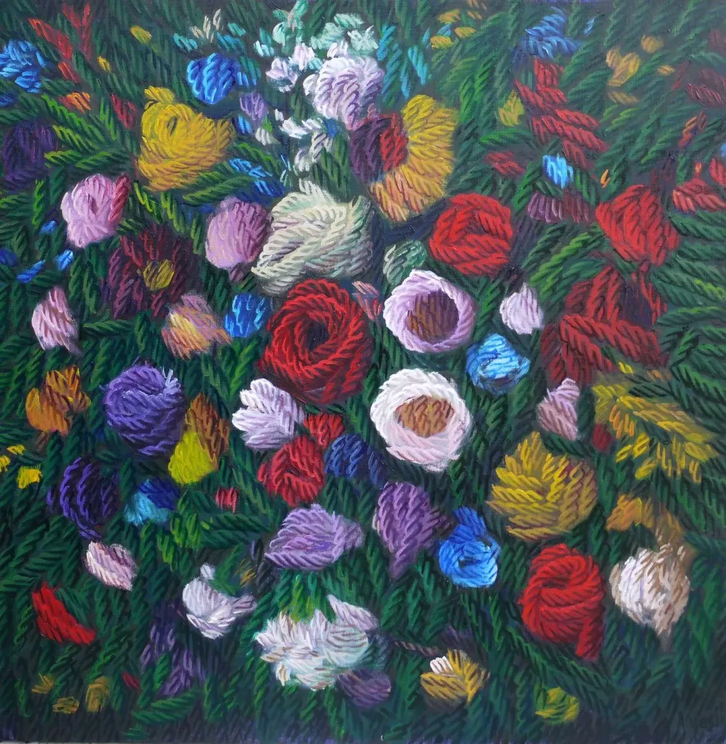 yakınlaştır "Benim Çiçeklerim-I" eseri AHMET YEŞİL tarafından 2019 yılında 60x60 cm ölçülerinde Tuval üzeri yağlı boya tekniği ile yapılmıştır.