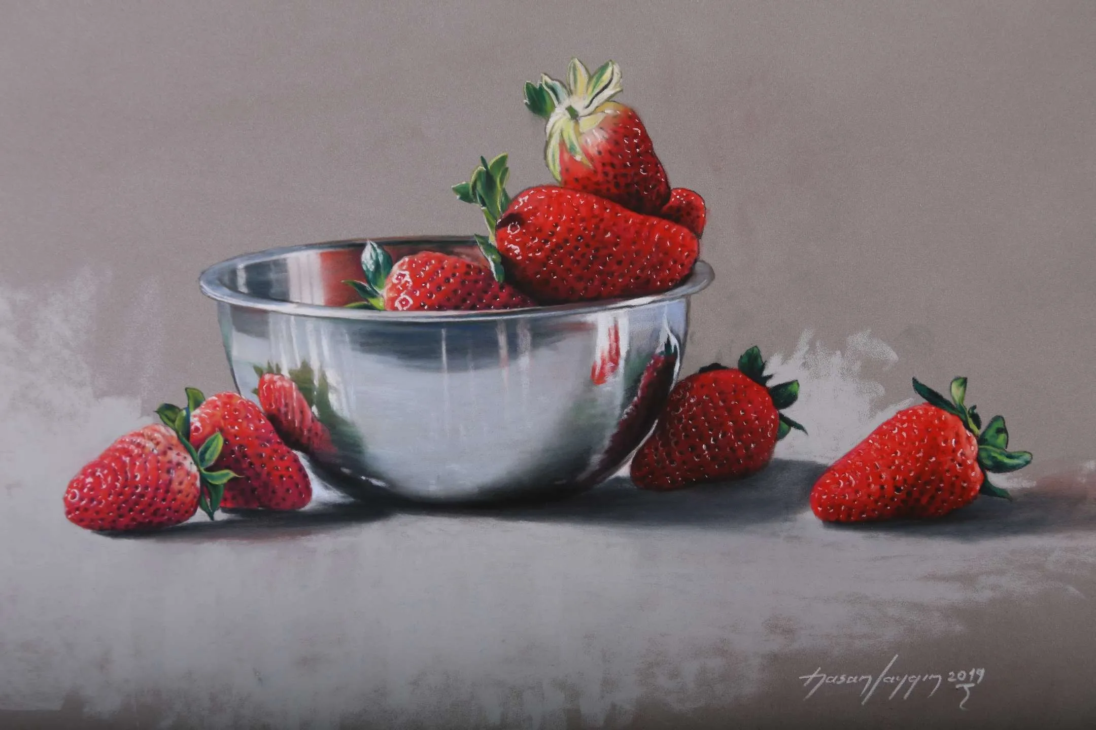 "Çilekler-I" eseri HASAN SAYGIN tarafından 2019 yılında 33x47 cm ölçülerinde Kağıt üzeri pastel boya tekniği ile yapılmıştır.