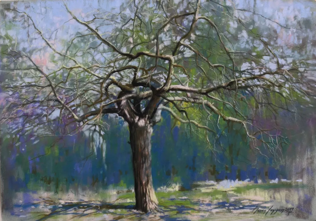 "Ağaç" eseri HASAN SAYGIN tarafından 2019 yılında 33x47 cm ölçülerinde Kağıt üzeri pastel boya tekniği ile yapılmıştır.