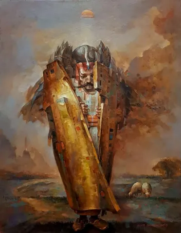 "Aba" eseri ADEM BAŞPINAR tarafından 2019 yılında 80x60 cm ölçülerinde Tuval üzeri yağlı boya tekniği ile yapılmıştır.