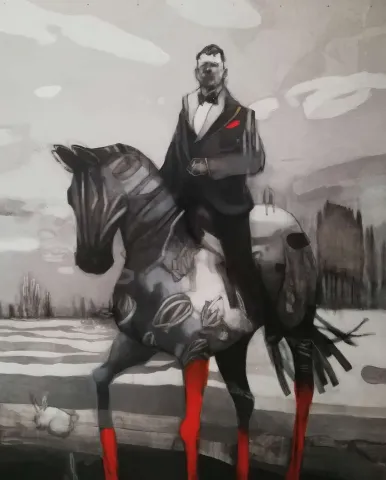 "İsimsiz" eseri ERCAN AYÇİÇEK tarafından 2019 yılında 150x120 cm ölçülerinde Tuval üzeri akrilik boya tekniği ile yapılmıştır.