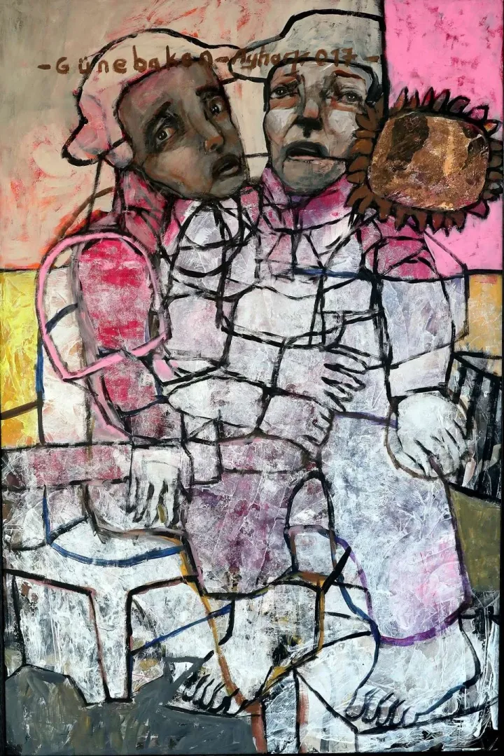 yakınlaştır "Günebakan" eseri AYHAN TAŞKIRAN tarafından 2017 yılında 150x100 cm ölçülerinde Kağıt üzeri akrilik boya tekniği ile yapılmıştır.