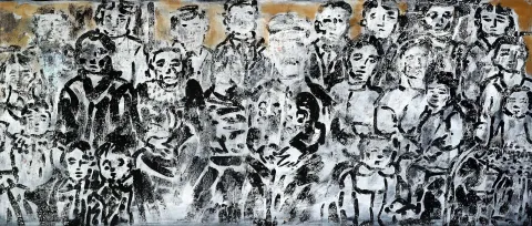 AYHAN TAŞKIRAN — “Aile”, 2017 "Aile" eseri AYHAN TAŞKIRAN tarafından 2017 yılında 45x105 cm ölçülerinde Tuval üzeri akrilik boya tekniği ile yapılmıştır.