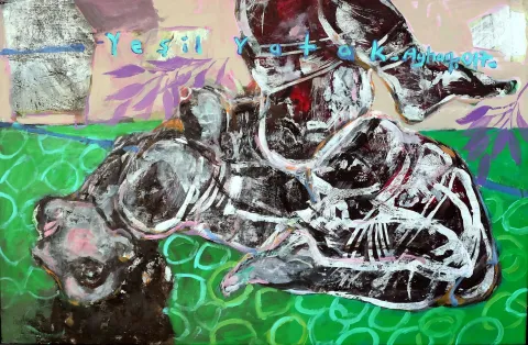 AYHAN TAŞKIRAN — “Yeşil Yatak”, 2017 "Yeşil Yatak" eseri AYHAN TAŞKIRAN tarafından 2017 yılında 78x118 cm ölçülerinde Kağıt üzeri akrilik boya tekniği ile yapılmıştır.