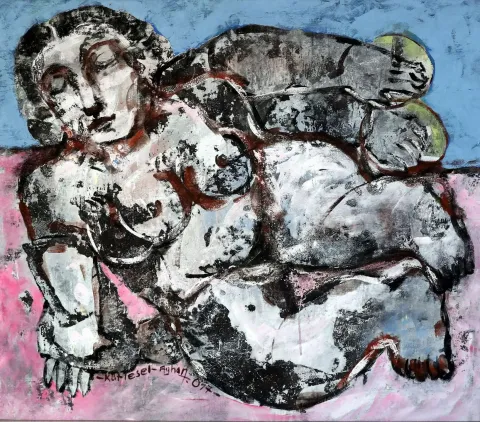 AYHAN TAŞKIRAN — “Kütlesel”, 2017 "Kütlesel" eseri AYHAN TAŞKIRAN tarafından 2017 yılında 85x95 cm ölçülerinde Tuval üzeri akrilik boya tekniği ile yapılmıştır.